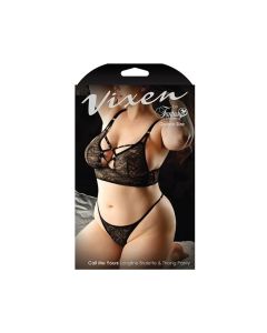 Vixen Call Me Yours Lace Bralette w/Grommet Detail & Panty QN