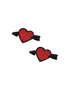 Neva Nude Sequin Arrow Heart Pasties (2 Wears) - Red O/S